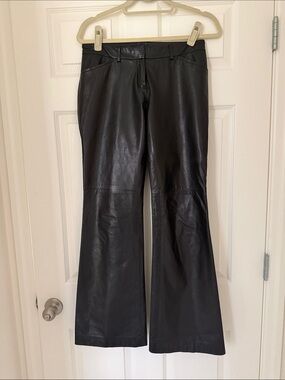 Theory Black  Leather Flare Pants size 2, excellent condition